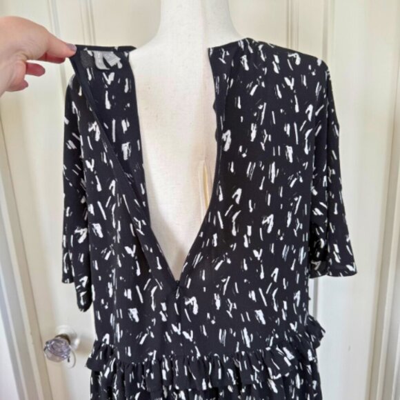 ASOS Mini Smock Dress Black White Abstract Print Size 6 - Picture 9 of 15